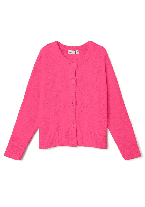 Quick Sale Name It Kid Kandi Long Sleeve Knit Cardigan, Pink Flambe