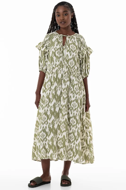 Early Bird Discount A-Line Midi Dress _ 153772 _ Sage