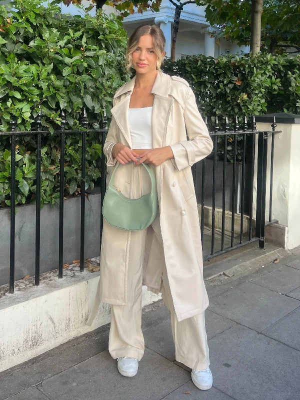 Reduced Prices Eliza PU Trench Coat / Cream