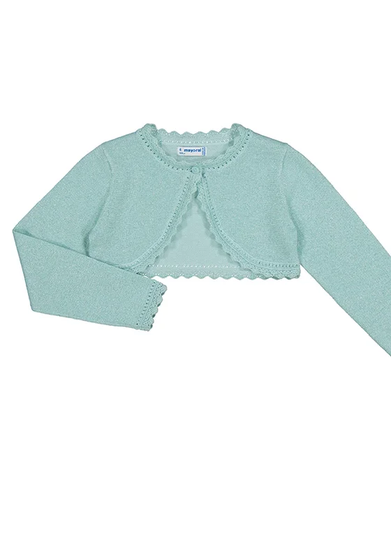 Weekend Deal Mayoral Girl Basic Knit Cardigan, Aqua