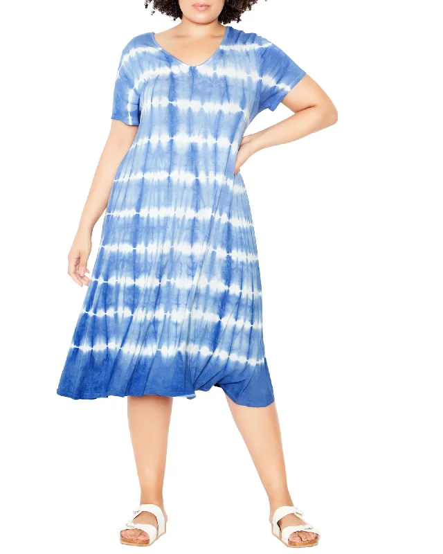 Price Break Veda Crossback Knit Dress | Azure Blue / White