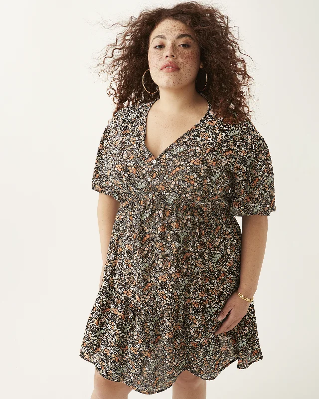 Fantastic Deals Raheli Floral Boho Mini Dress | Black / Orange