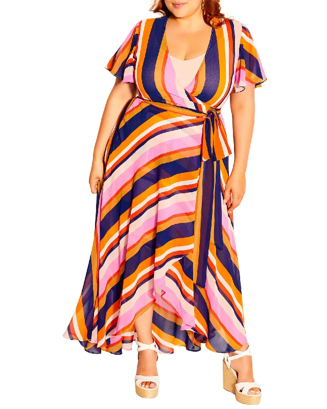 Limited Availability Natalie Maxi Wrap Dress | Navy / Orange