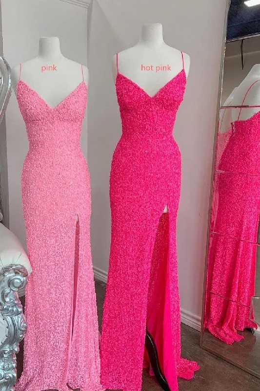 Deep Discounts Sexy Pink Glitters Mermaid Long Party Dress