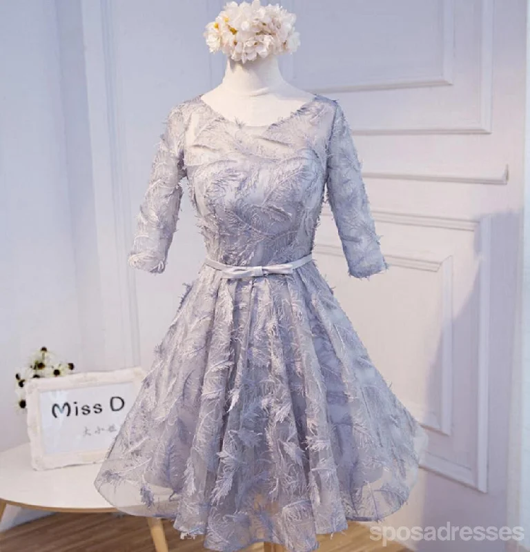Big Discounts Modest Long Sleeve Gray Homecoming Prom Dresses, Affordable Short Party Prom Dresses, Perfect Homecoming Dresses, CM300 Big Discounts Modest Long Sleeve Gray Homecoming Prom Dresses, Affordable Short Party Prom Dresses, Perfect Homecoming Dresses, CM300