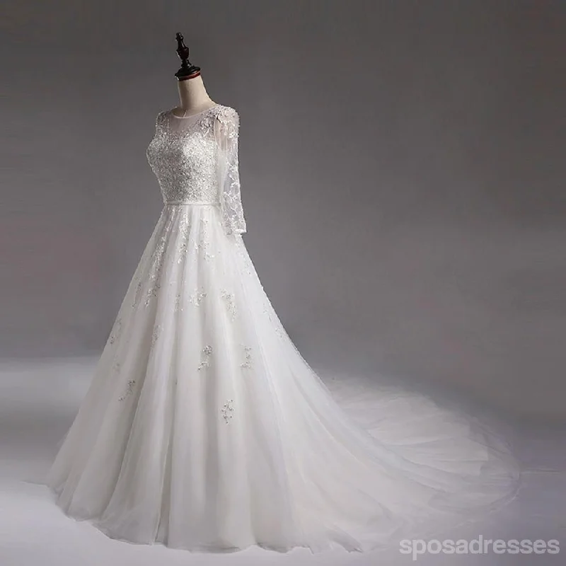 Value Deals Sexy See Through Long Sleeve Lace A line Wedding Bridal Dresses, Affordable Custom Made Wedding Bridal Dresses, WD266 Value Deals Sexy See Through Long Sleeve Lace A line Wedding Bridal Dresses, Affordable Custom Made Wedding Bridal Dresses, WD266