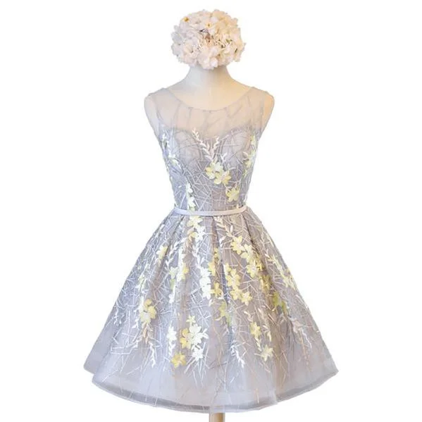 One-DAY Sale Scoop Neckline Grey and Yellow Lace Homecoming Prom Dresses, Affordable Short Party Prom Dresses, Perfect Homecoming Dresses, CM280 One-DAY Sale Scoop Neckline Grey and Yellow Lace Homecoming Prom Dresses, Affordable Short Party Prom Dresses, Perfect Homecoming Dresses, CM280