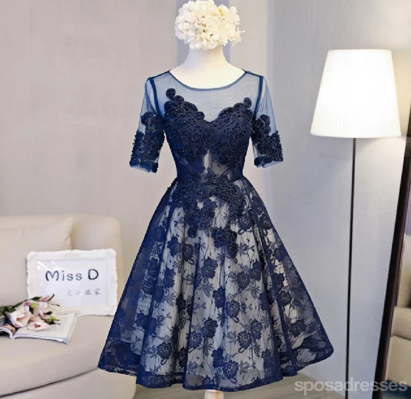 Crazy Deals Short Sleeve Navy Lace Open Back Homecoming Prom Dresses, Affordable Short Party Prom Dresses, Perfect Homecoming Dresses, CM298 Crazy Deals Short Sleeve Navy Lace Open Back Homecoming Prom Dresses, Affordable Short Party Prom Dresses, Perfect Homecoming Dresses, CM298