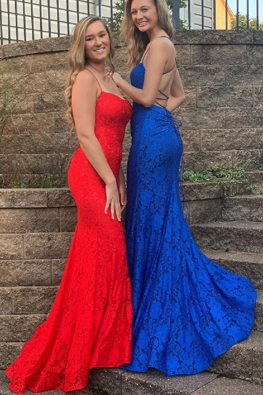 Huge Savings Straps Mermaid Lace Long Prom Dress