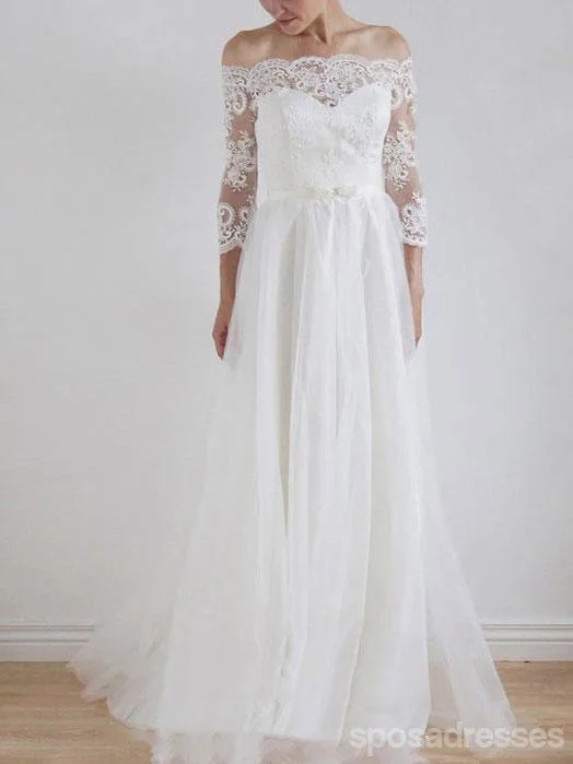 Weekend Flash Sale Off Shoulder Long Sleeve Lace A-line Cheap Wedding Dresses Online, WD336 Weekend Flash Sale Off Shoulder Long Sleeve Lace A-line Cheap Wedding Dresses Online, WD336