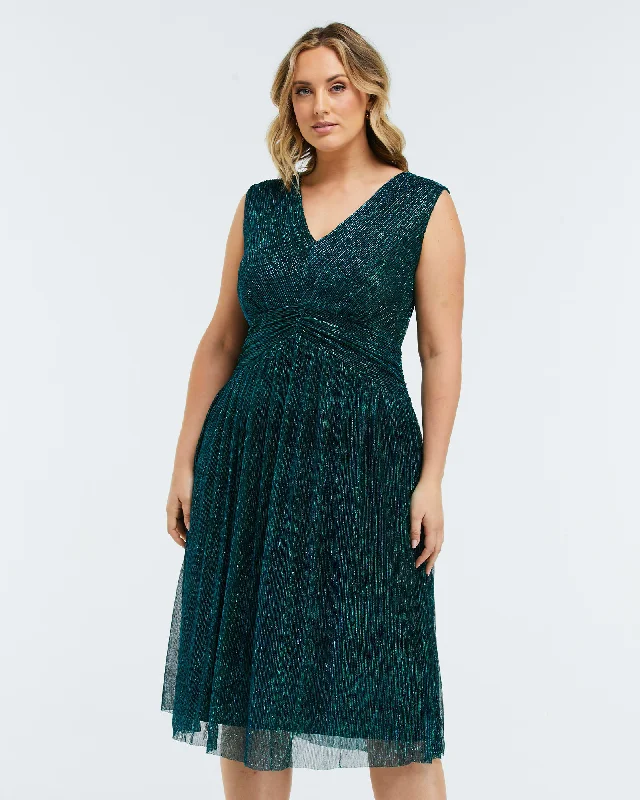 Weekend Deal Camille Lurex Dress | Metallic Green