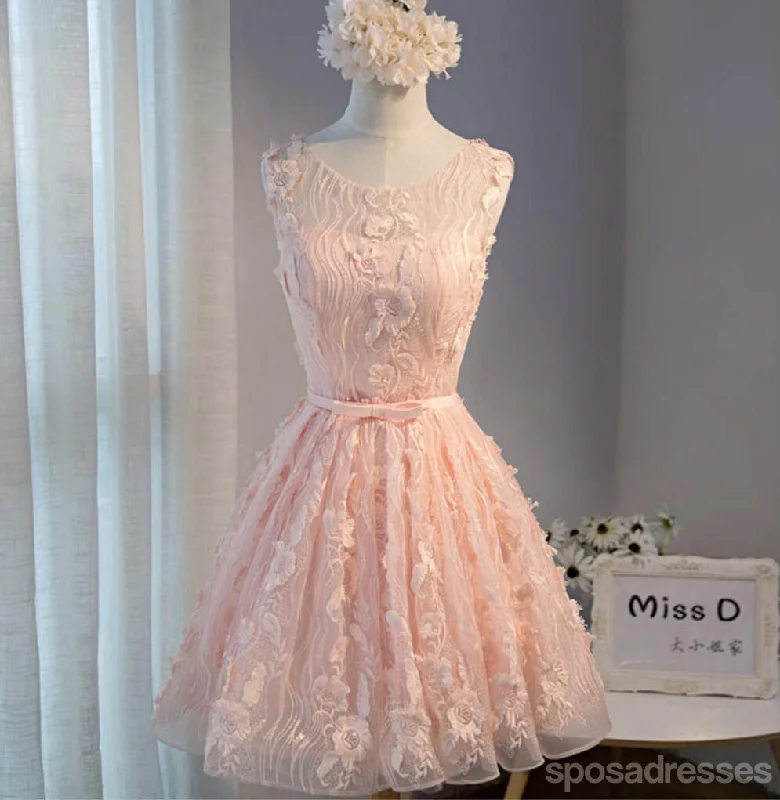 Price Fest Peach Lace Short Peach Cute Homecoming Prom Dresses, Affordable Short Party Prom Dresses, Perfect Homecoming Dresses, CM302