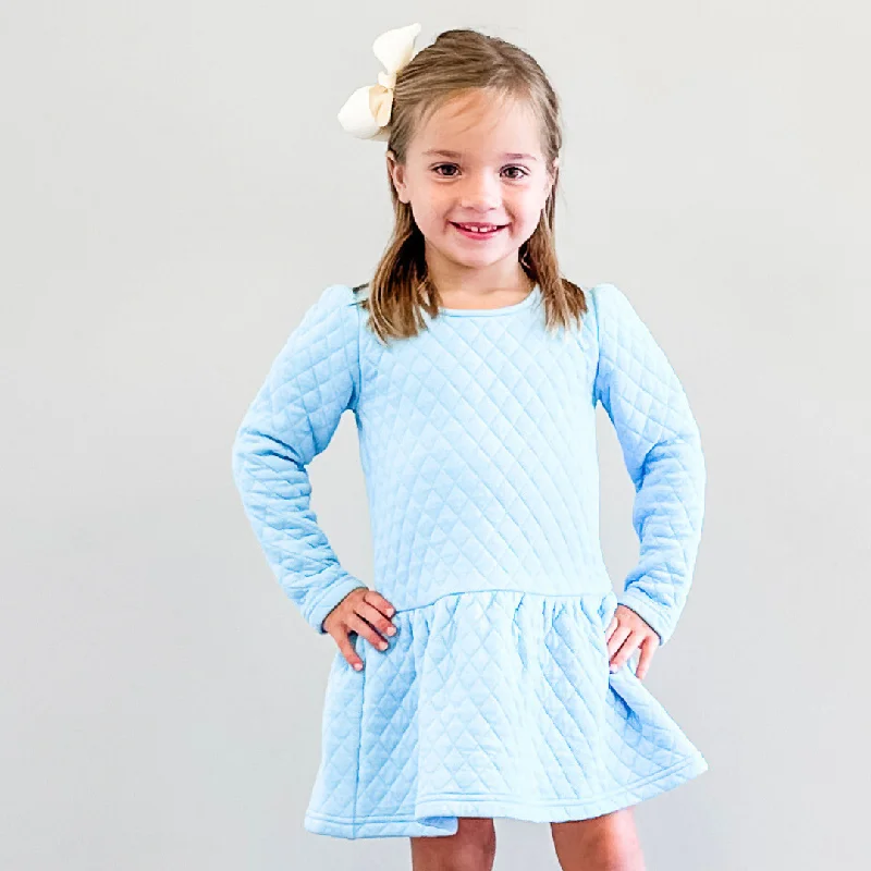 Extra Savings Quilted Party Dress - Light Blue