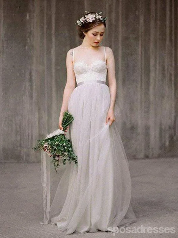 Limited Time Simple Illusion Spahgetti Straps Tulle A-line Wedding Dresses Online, WD369 Limited Time Simple Illusion Spahgetti Straps Tulle A-line Wedding Dresses Online, WD369