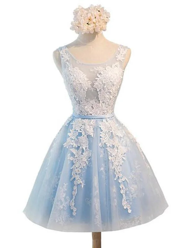 Today's Special See Through Light Blue Skirt Ivory Lace Homecoming Prom Dresses, Cheap Homecoming Dresses, CM278 Today's Special See Through Light Blue Skirt Ivory Lace Homecoming Prom Dresses, Cheap Homecoming Dresses, CM278
