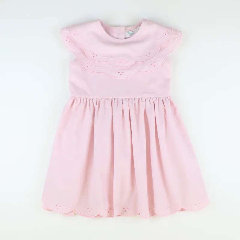 Price Reduction Embroidered Linen Dress - Light Pink
