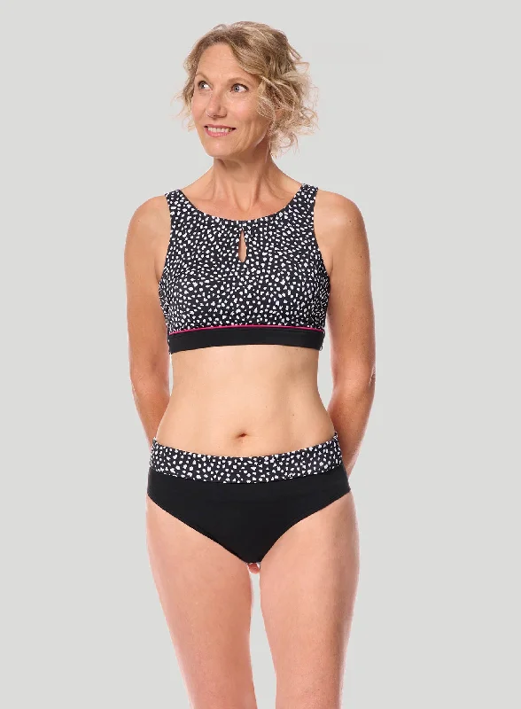 Deal Zone Amoena : Manila High Cut Mastectomy Soft Bikini Top Black White