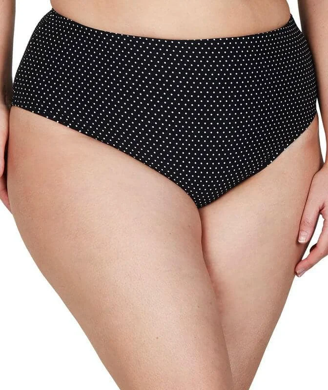 Limited Stock Artesands Polka Rococo Hi Leg High Waist Swim Brief - Black