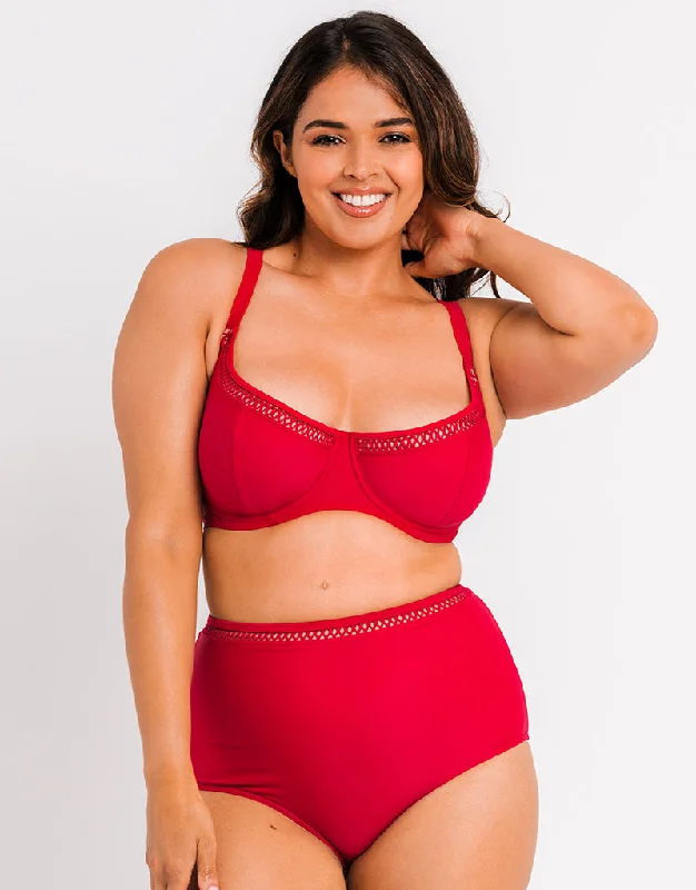 Online Only Curvy Kate First Class Multiway Balcony Bikini Top Red