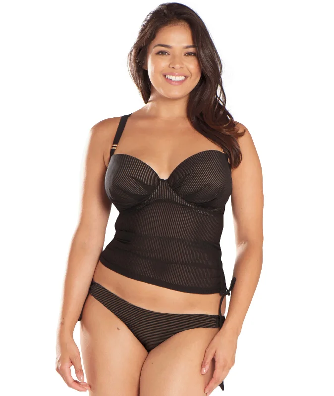 Warehouse Sale Curvy Kate Onyx Plunge Tankini - Black Stripe