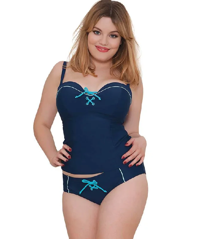 Limited Time Discount Curvy Kate Set Sail Bandeau Tankini - Indigo Mix