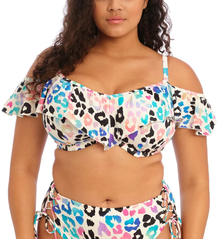 Blowout Deals Elomi Party Bay Bardot Ruffle Underwire Bikini Top (ES801406) - Multi