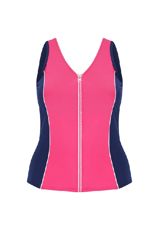 Hurry In Luxe Sport Chlorine Resistant Zip Front Tankini Top