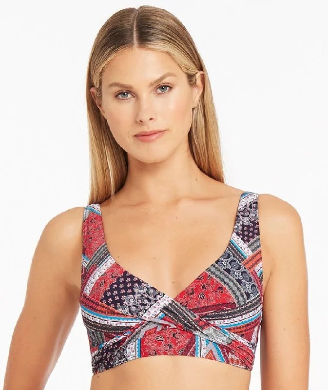 Mega Deal Sea Level Arielle Cross Front Multifit Bikini Top - Night Sky
