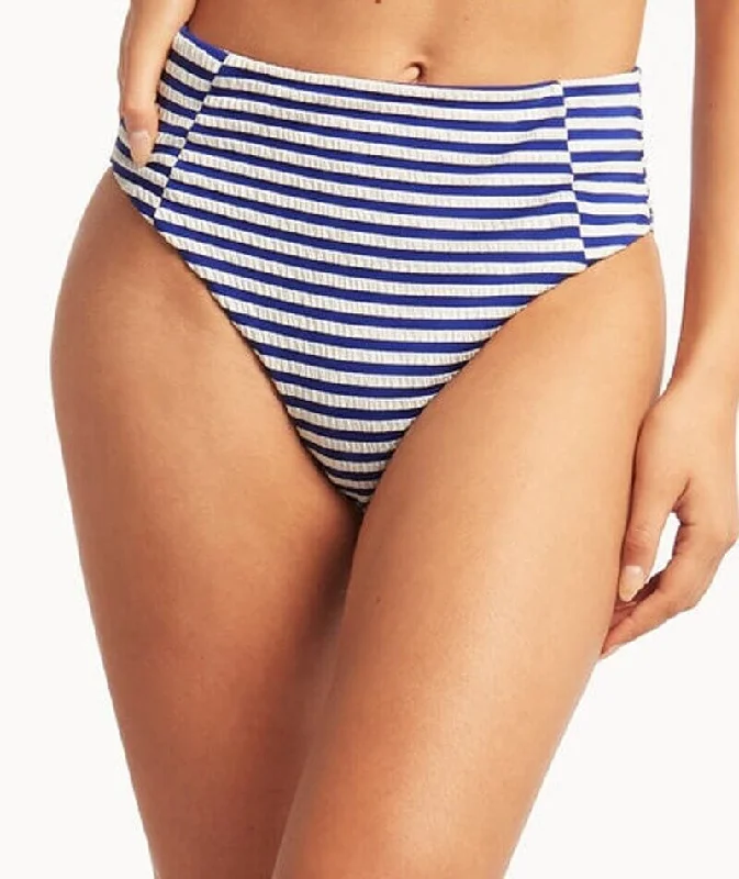 Final Markdown Sea Level Capri Retro High Waist With Panels Brief - Royal