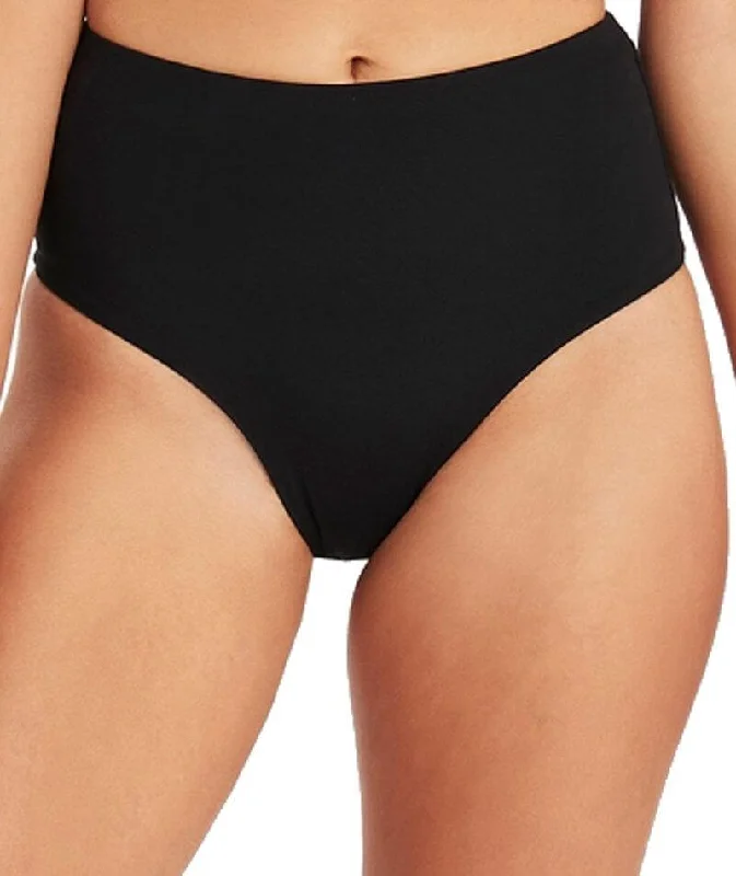 Midnight Sale Sea Level Dark Romance Cheeky  High Waist Bikini Brief - Black
