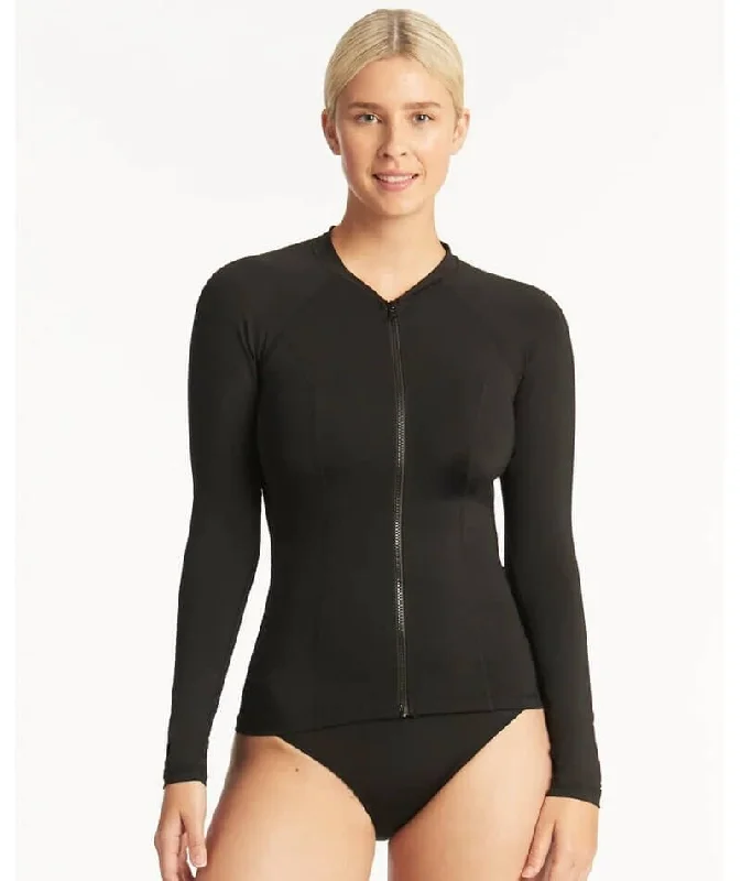 Price Drop Alert Sea Level Eco Essentials Long Sleeve Rash Vest - Full Zipper - Black