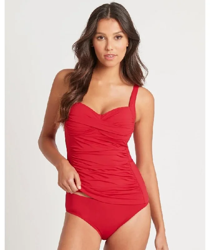 Loyalty Reward Sea Level Eco Essentials Twist Front A-DD Cup Singlet Top - Red