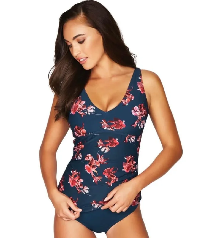 Super Sale Sea Level Exotic Blooms Tank Style D-DD Cup Singlet Top - Indigo