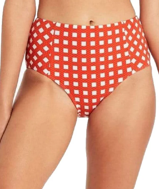 Seasonal Clearance Sea Level Le Damier High Waist Bikini Brief - Orange