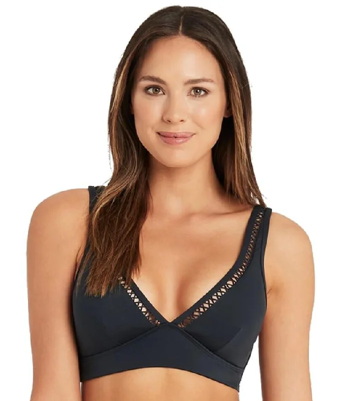 Price Break Sea Level Lola Shimmer Triangle Bikini Top - Charcoal