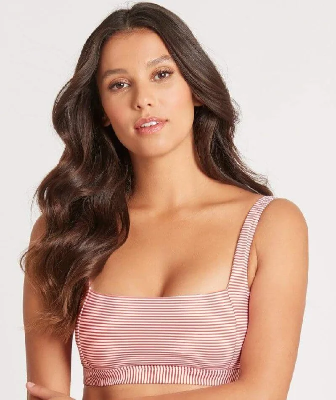 Early Access Sea Level Positano Stripe Square Neck Bikini Top - Orange