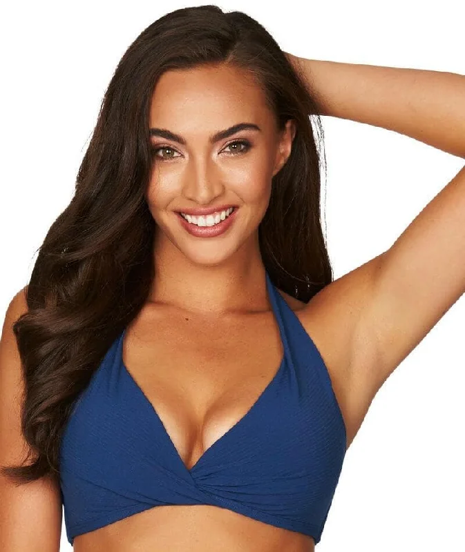 Special Buy Sea Level Riviera Rib A-DD Cup Halter Bikini Top - Ocean Blue