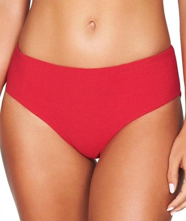 Price Fest Sea Level Riviera Rib Mid Bikini Brief - Red