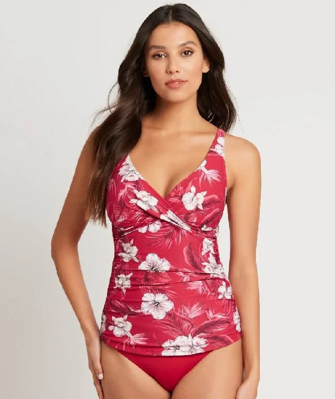 Overstock Sale Sea Level Tropicale Cross Front B-DD Cup Singlet Top - Red