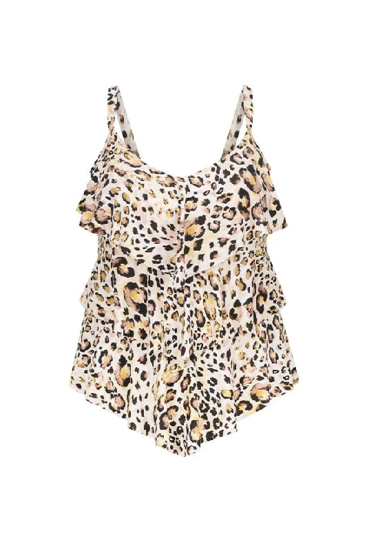 Price Drop Alert Snow Leopard 3 Tier Tankini Top