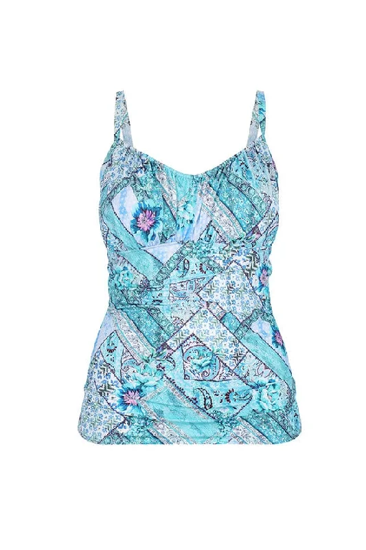 Don't Wait Whitehaven Ruched Underwire Tankini Top
